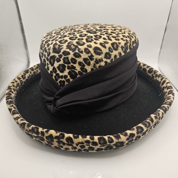 Diahann Carroll Leopard Bolero Hat 100% Wool Felt 22 1/2 " New With Tags - Picture 1 of 14